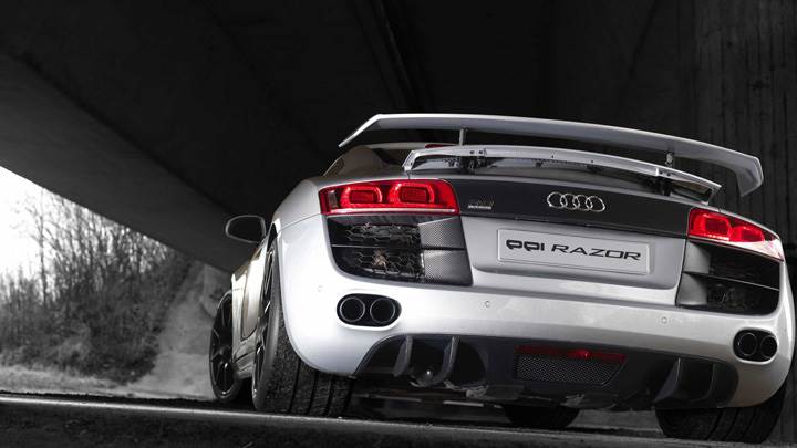 Back Pose Of Ppi Audi R8 Razor In Silver Color